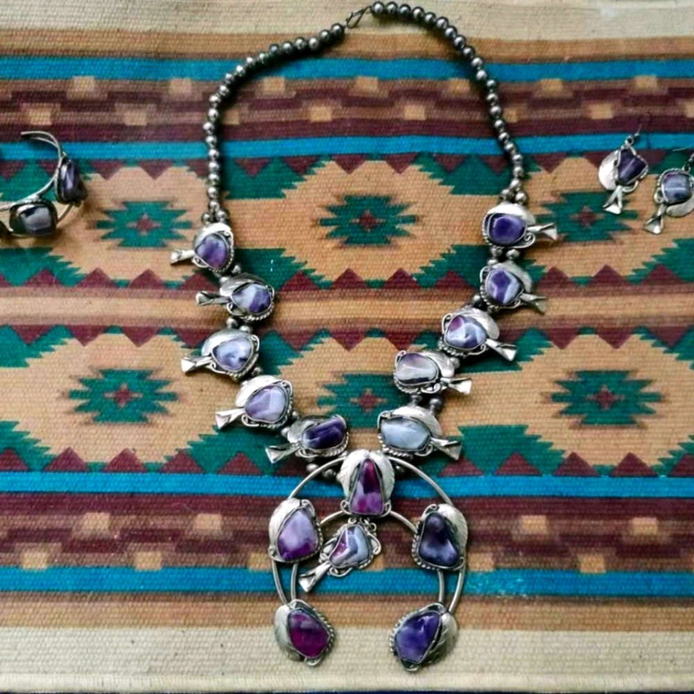 Squash Blossom necklace, earrings and bracelet